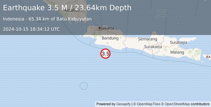 Earthquake Java, Indonesia (3.5 M) (2024-10-15 18:34:12 UTC)