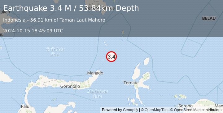 Earthquake Talaud Islands, Indonesia (3.4 M) (2024-10-15 18:45:09 UTC)