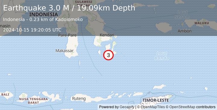 Earthquake Sulawesi, Indonesia (3.0 M) (2024-10-15 19:20:05 UTC)