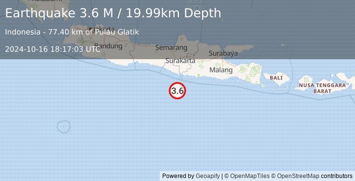 Earthquake Java, Indonesia (3.6 M) (2024-10-16 18:17:03 UTC)