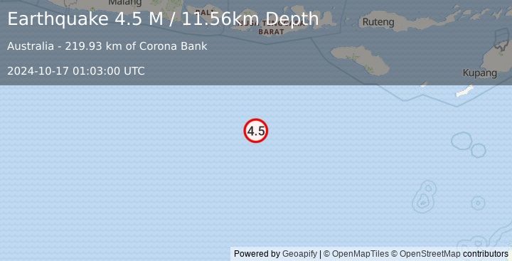 Earthquake South of Sumbawa, Indonesia (4.5 M) (2024-10-17 01:03:00 UTC)