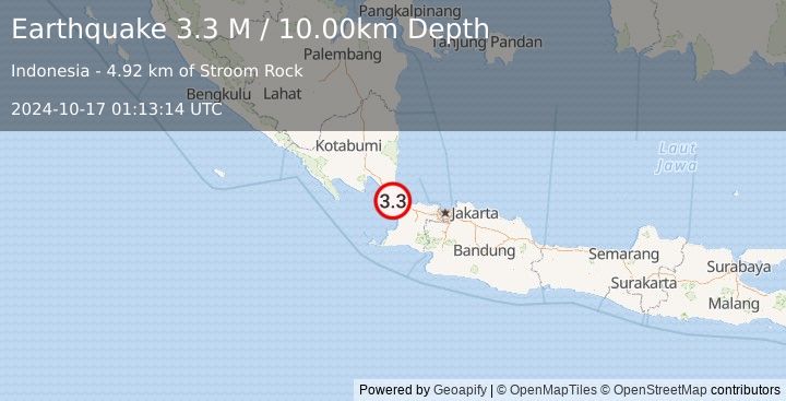 Earthquake Sunda Strait, Indonesia (3.3 M) (2024-10-17 01:13:14 UTC)