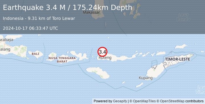 Earthquake Flores Region, Indonesia (3.4 M) (2024-10-17 06:33:47 UTC)