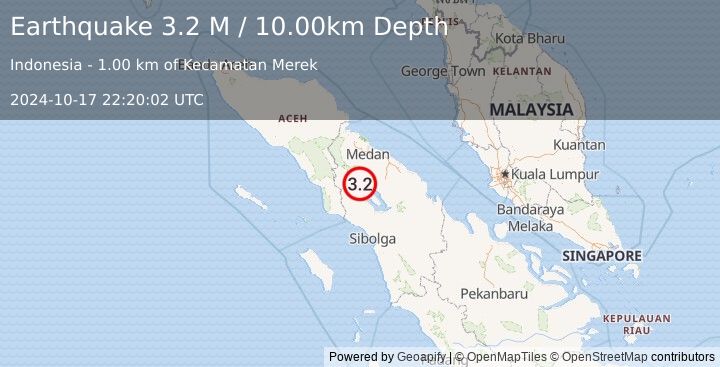 Earthquake Northern Sumatra, Indonesia (3.2 M) (2024-10-17 22:20:02 UTC)