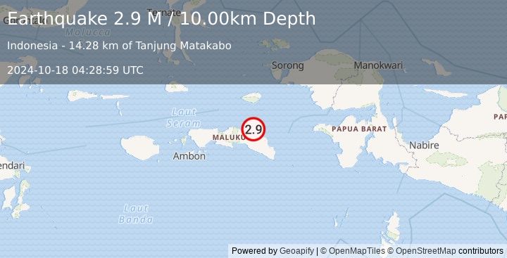 Earthquake Seram, Indonesia (2.9 M) (2024-10-18 04:28:59 UTC)