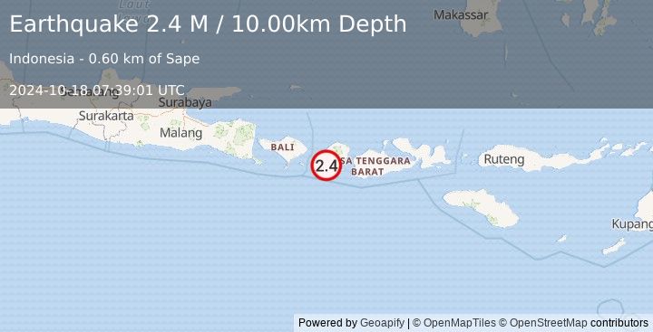 Earthquake Sumbawa Region, Indonesia (2.4 M) (2024-10-18 07:39:01 UTC)