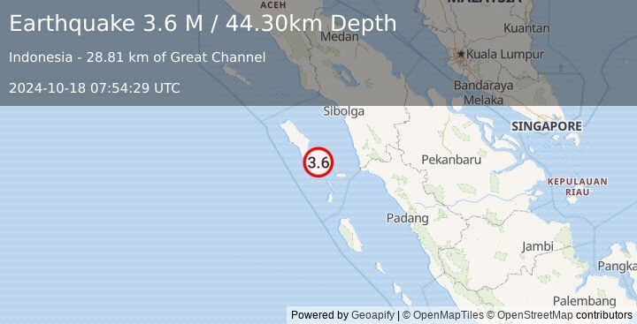 Earthquake Northern Sumatra, Indonesia (3.6 M) (2024-10-18 07:54:29 UTC)