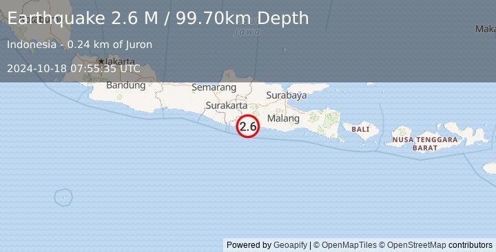 Earthquake Java, Indonesia (2.6 M) (2024-10-18 07:55:35 UTC)