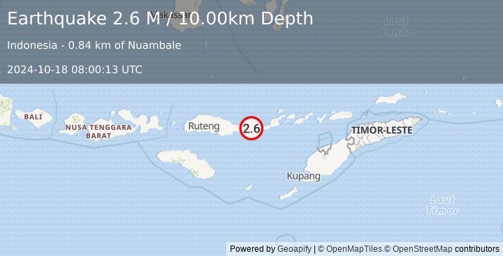 Earthquake Flores Region, Indonesia (2.6 M) (2024-10-18 08:00:13 UTC)