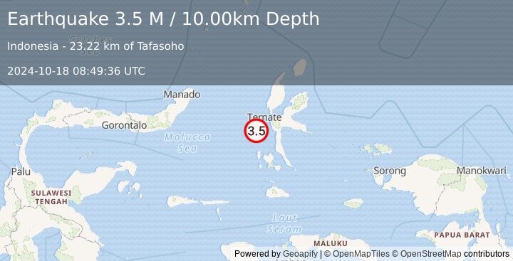 Earthquake Halmahera, Indonesia (3.5 M) (2024-10-18 08:49:36 UTC)