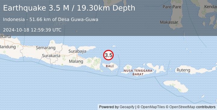 Earthquake Bali Sea (3.5 M) (2024-10-18 12:59:39 UTC)