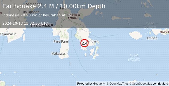 Earthquake Sulawesi, Indonesia (2.4 M) (2024-10-18 15:32:50 UTC)