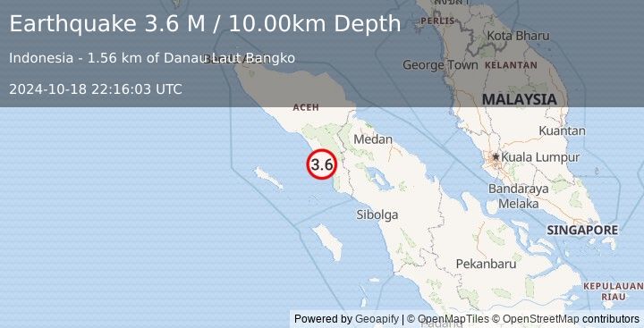 Earthquake Northern Sumatra, Indonesia (3.6 M) (2024-10-18 22:16:03 UTC)