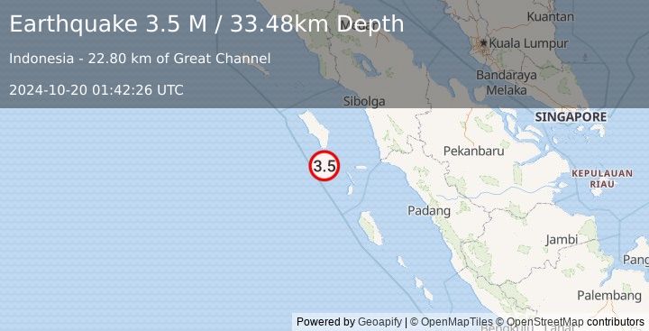 Earthquake Northern Sumatra, Indonesia (3.5 M) (2024-10-20 01:42:26 UTC)