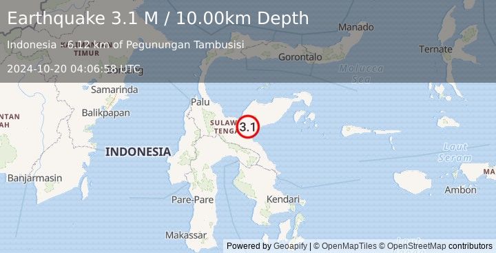 Earthquake Sulawesi, Indonesia (3.1 M) (2024-10-20 04:06:58 UTC)