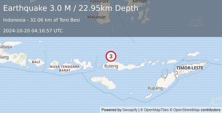 Earthquake Flores Sea (3.0 M) (2024-10-20 04:16:57 UTC)