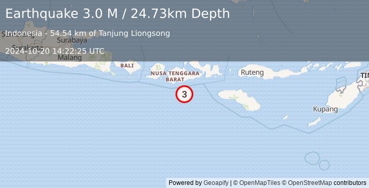 Earthquake Sumbawa Region, Indonesia (3.0 M) (2024-10-20 14:22:25 UTC)