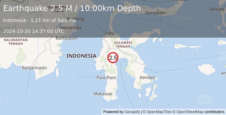 Earthquake Sulawesi, Indonesia (2.5 M) (2024-10-20 14:37:00 UTC)