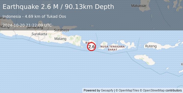 Earthquake Bali Region, Indonesia (2.6 M) (2024-10-20 21:22:09 UTC)