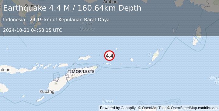 Earthquake Banda Sea (4.4 M) (2024-10-21 04:58:15 UTC)