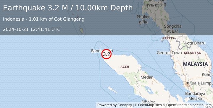 Earthquake Northern Sumatra, Indonesia (3.2 M) (2024-10-21 12:41:41 UTC)