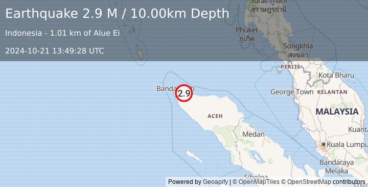 Earthquake Northern Sumatra, Indonesia (2.9 M) (2024-10-21 13:49:28 UTC)