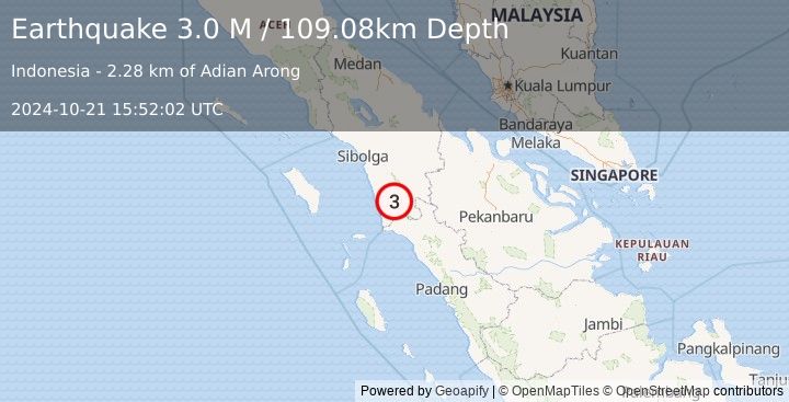 Earthquake Northern Sumatra, Indonesia (3.0 M) (2024-10-21 15:52:02 UTC)