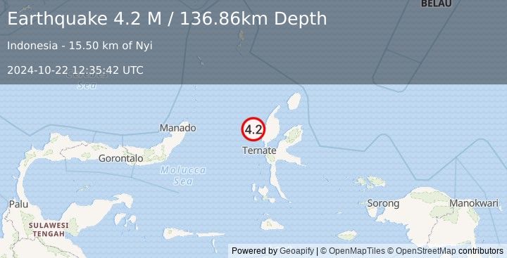 Earthquake Halmahera, Indonesia (4.2 M) (2024-10-22 12:35:42 UTC)