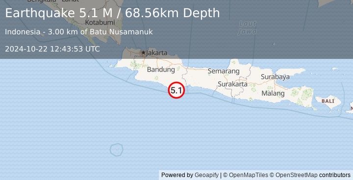 Earthquake Java, Indonesia (5.1 M) (2024-10-22 12:43:53 UTC)