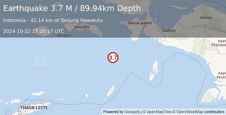 Earthquake Banda Sea (3.7 M) (2024-10-22 17:20:17 UTC)