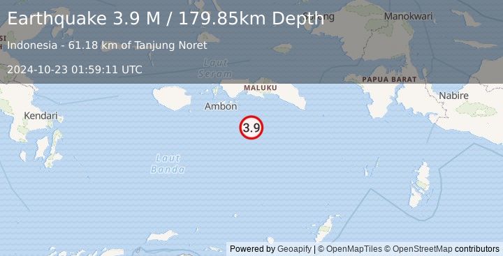 Earthquake Banda Sea (3.9 M) (2024-10-23 01:59:11 UTC)