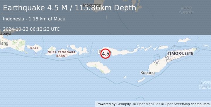 Earthquake Flores Region, Indonesia (4.5 M) (2024-10-23 06:12:23 UTC)