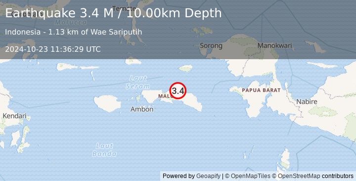 Earthquake Seram, Indonesia (3.4 M) (2024-10-23 11:36:29 UTC)