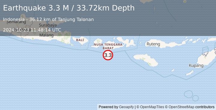 Earthquake Sumbawa Region, Indonesia (3.3 M) (2024-10-23 11:48:14 UTC)