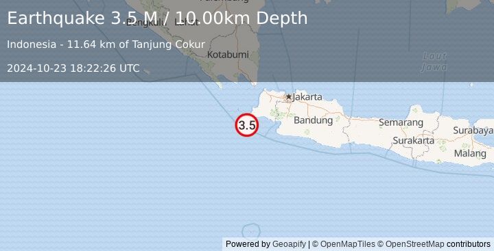 Earthquake Java, Indonesia (3.5 M) (2024-10-23 18:22:26 UTC)