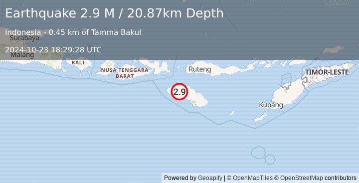 Earthquake Sumba Region, Indonesia (2.9 M) (2024-10-23 18:29:28 UTC)