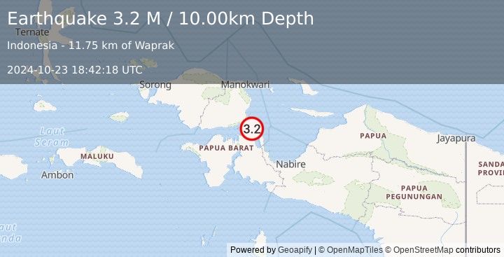 Earthquake West Papua Region, Indonesia (3.2 M) (2024-10-23 18:42:18 UTC)