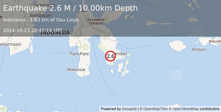 Earthquake Sulawesi, Indonesia (2.6 M) (2024-10-23 20:42:16 UTC)