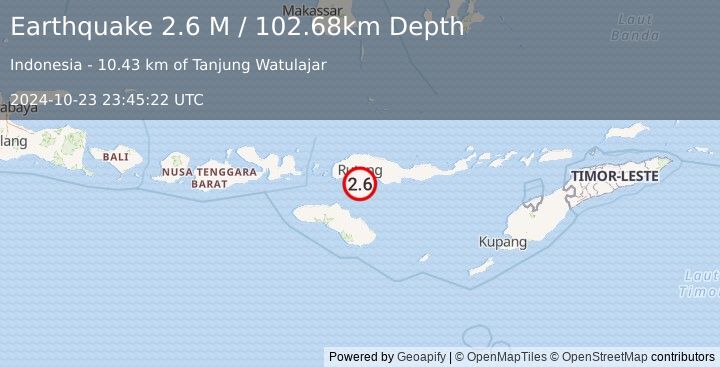 Earthquake Flores Region, Indonesia (2.6 M) (2024-10-23 23:45:22 UTC)