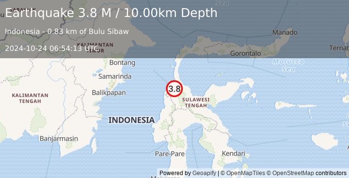 Earthquake Sulawesi, Indonesia (3.8 M) (2024-10-24 06:54:13 UTC)