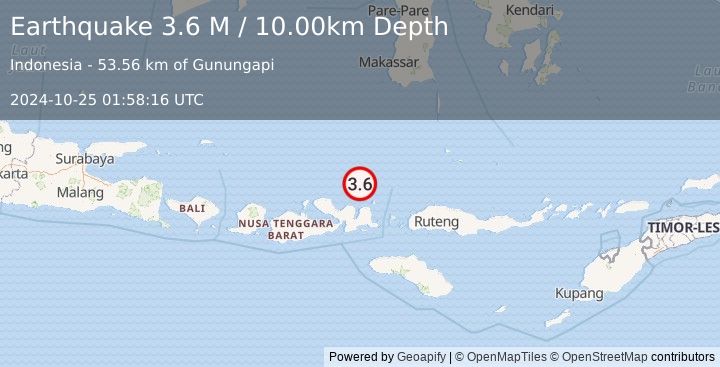 Earthquake Flores Sea (3.6 M) (2024-10-25 01:58:16 UTC)