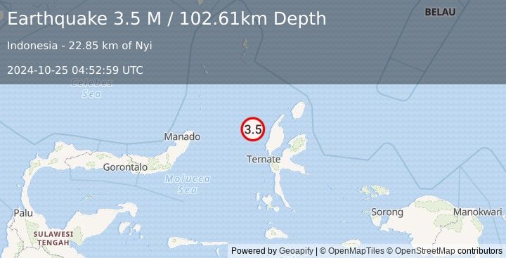 Earthquake Halmahera, Indonesia (3.5 M) (2024-10-25 04:52:59 UTC)