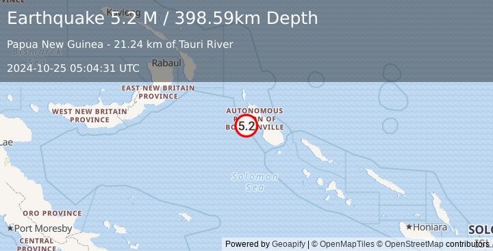 Earthquake Solomon Islands (5.2 M) (2024-10-25 05:04:31 UTC)