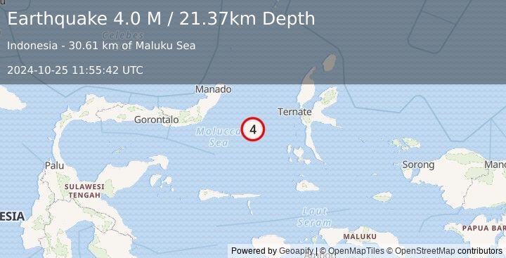 Earthquake Northern Molucca Sea (4.0 M) (2024-10-25 11:55:42 UTC)