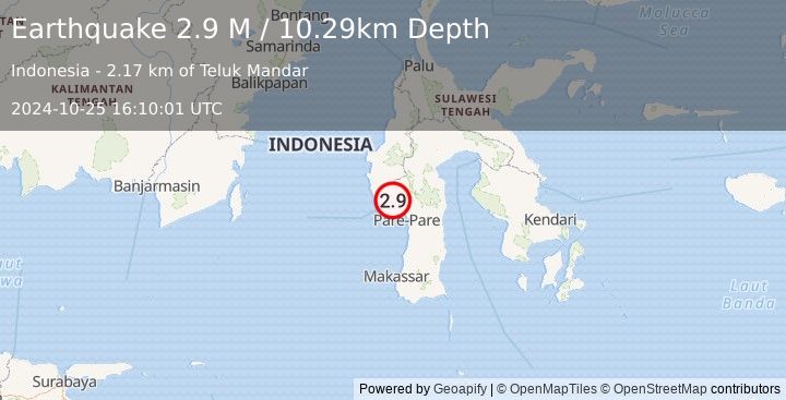 Earthquake Sulawesi, Indonesia (2.9 M) (2024-10-25 16:10:01 UTC)