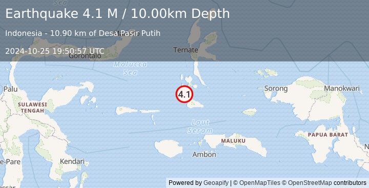 Earthquake Halmahera, Indonesia (4.1 M) (2024-10-25 19:50:57 UTC)