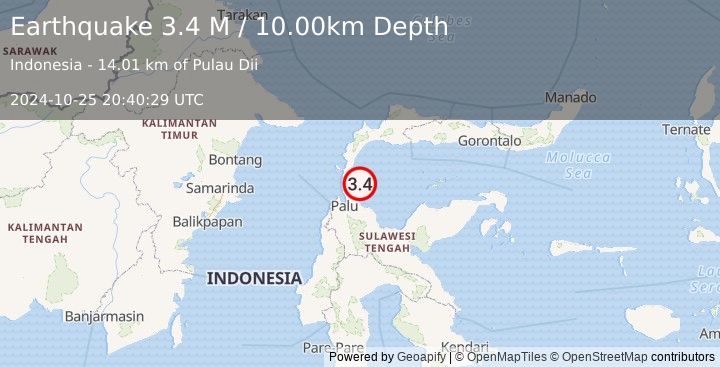 Earthquake Minahassa Peninsula, Sulawesi (3.4 M) (2024-10-25 20:40:29 UTC)