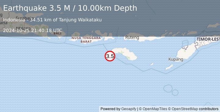 Earthquake Sumbawa Region, Indonesia (3.5 M) (2024-10-25 21:40:18 UTC)