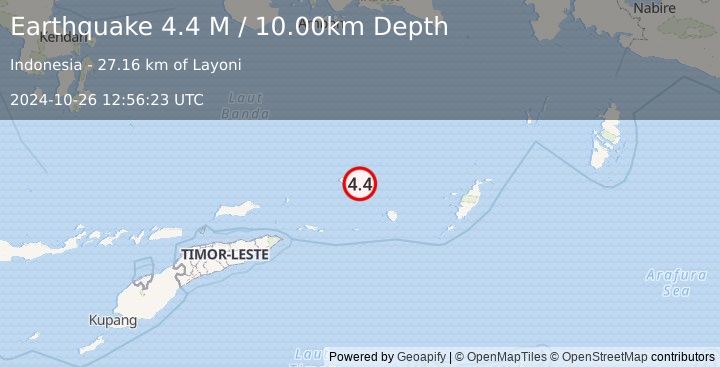 Earthquake Banda Sea (4.4 M) (2024-10-26 12:56:23 UTC)