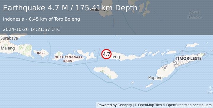 Earthquake Flores Region, Indonesia (4.7 M) (2024-10-26 14:21:57 UTC)